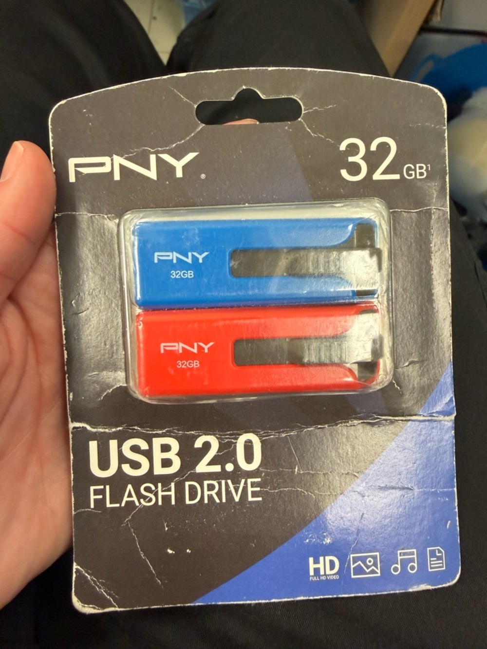 32GB USB 2.0 Flash Drive Duo - Blue & Red